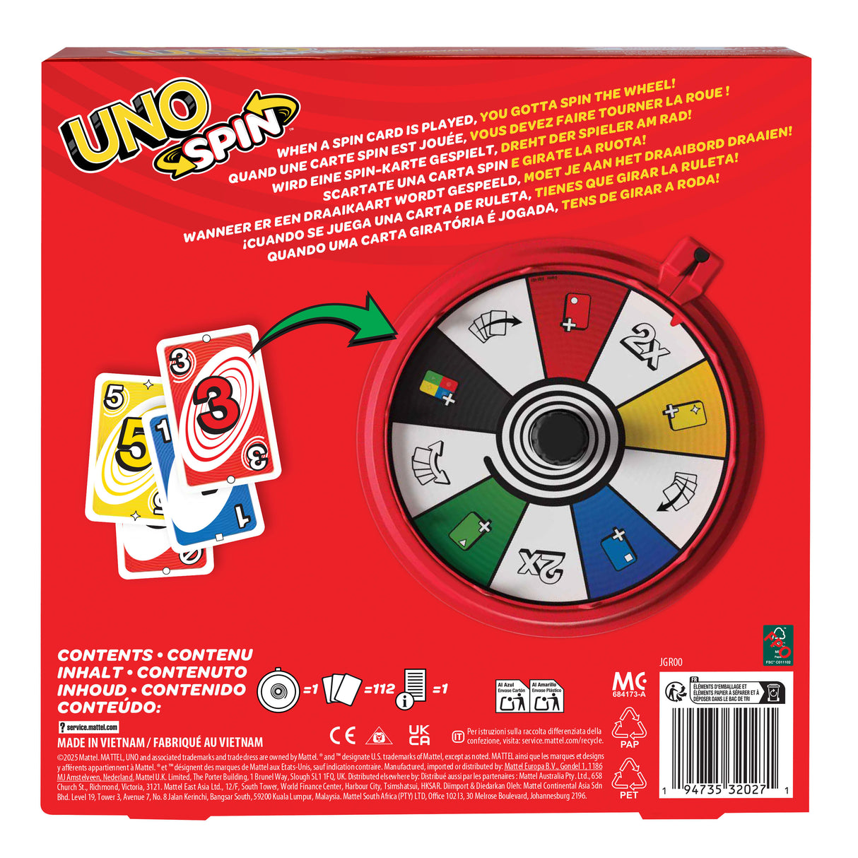 Jeu de cartes - MATTEL GAMES - UNO Wizz - Roue interactive - a partir de 7 ans - Mixte