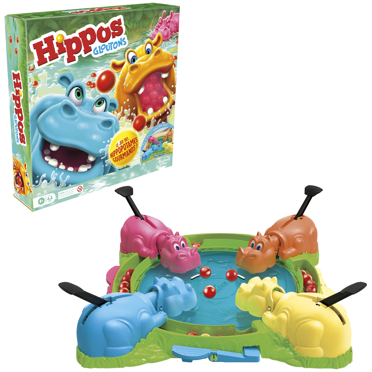Hippos gloutons, jeu de société enfant, jeu de plateau, des 4 ans, pour 2 a 4 joueurs, Hasbro Gaming
