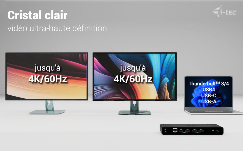 Station d'accueil portable USB-C 3.1 I-Tec Universal Dual 4K (Noir)