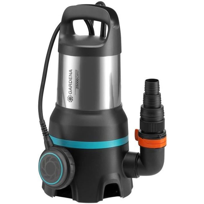 Pompe d'évacuation eau chargée 25000 GARDENA 1100W Débit max 25000l/h & pression max 1.1bar Extension garantie 5 ans (9046-20)
