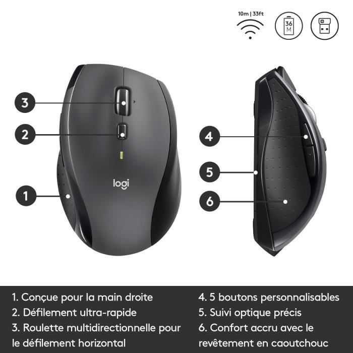 Souris - Sans fil - Logitech - M705 Marathon - Gris