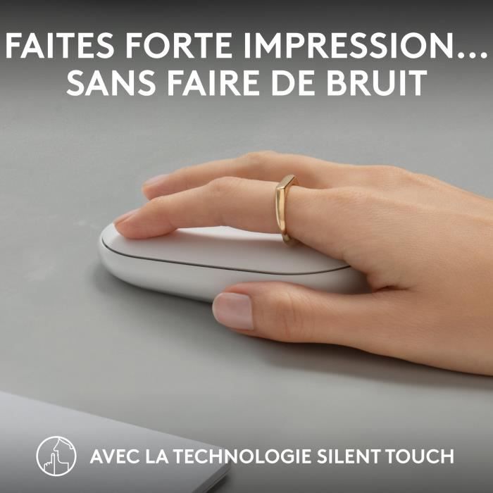 Souris - Sans fil - Logitech - Pebble Mouse 2 M350s - Blanche