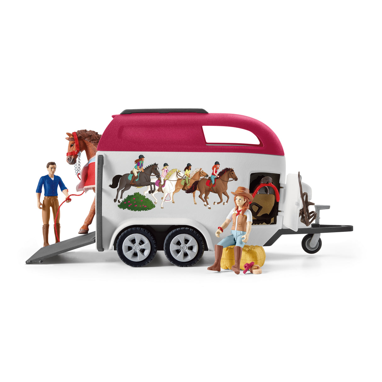 Voyage en voiture avec remorque pour chevaux, Coffret figurines Schleich 42535 Horse Club pour enfants de 5 ans