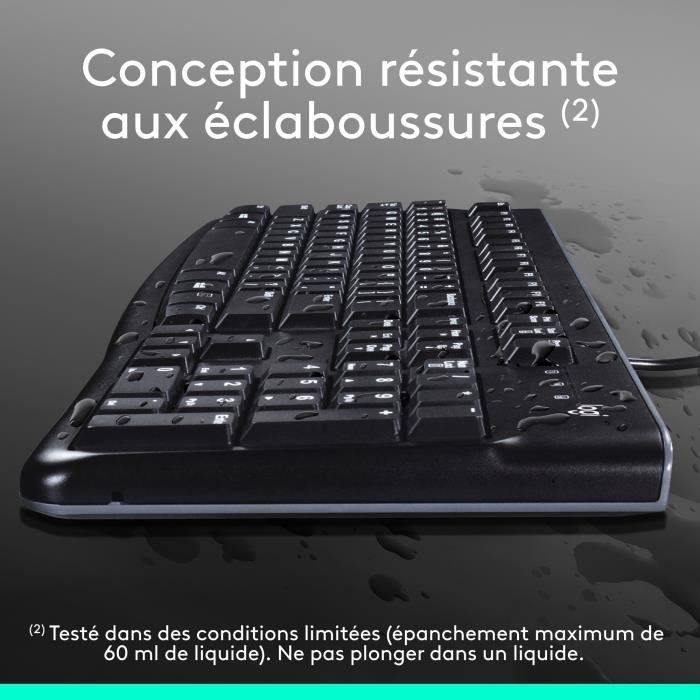 Ensemble Clavier Souris - Filaire - Logitech - MK120 - AZERTY - Noir