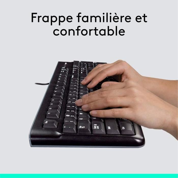 Ensemble Clavier Souris - Filaire - Logitech - MK120 - AZERTY - Noir