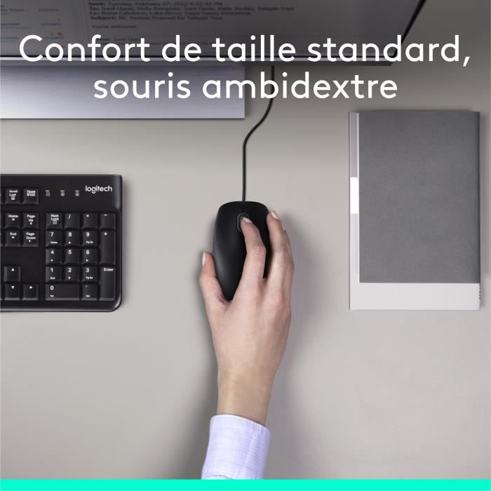 Ensemble Clavier Souris - Filaire - Logitech - MK120 - AZERTY - Noir