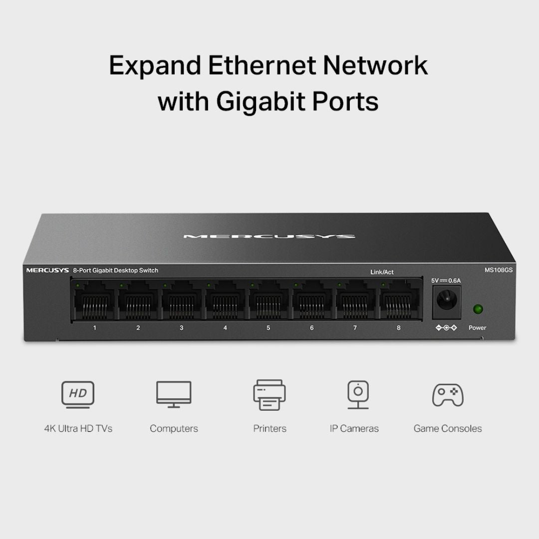 Boitier en métal Switch de bureau 8 ports Gigabit port RJ45 à négociation automa