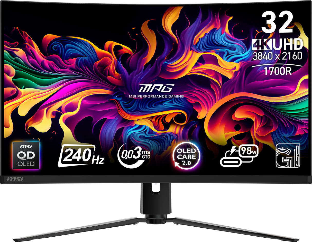 Ecran PC Gamer incurvé - MSI - 31,5 - UHD - 240Hz - Dalle QD-OLED - 0,03ms - Ajustable en hauteur - MPG 321CURX QD-OLED