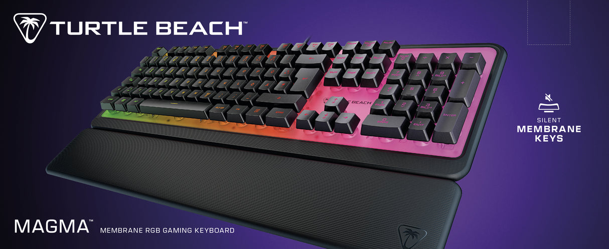Clavier de jeu - Turtle Beach Magma - Membrane RGB - Noir, touches silencieuses, AIMO™ RGB