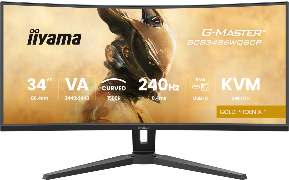 Ecran PC Gamer incurvé - IIYAMA - 34 - WQHD - 240Hz - Dalle VA - 0.4ms - Réglable en hauteur - G-Master GCB3486WQSCP-B1