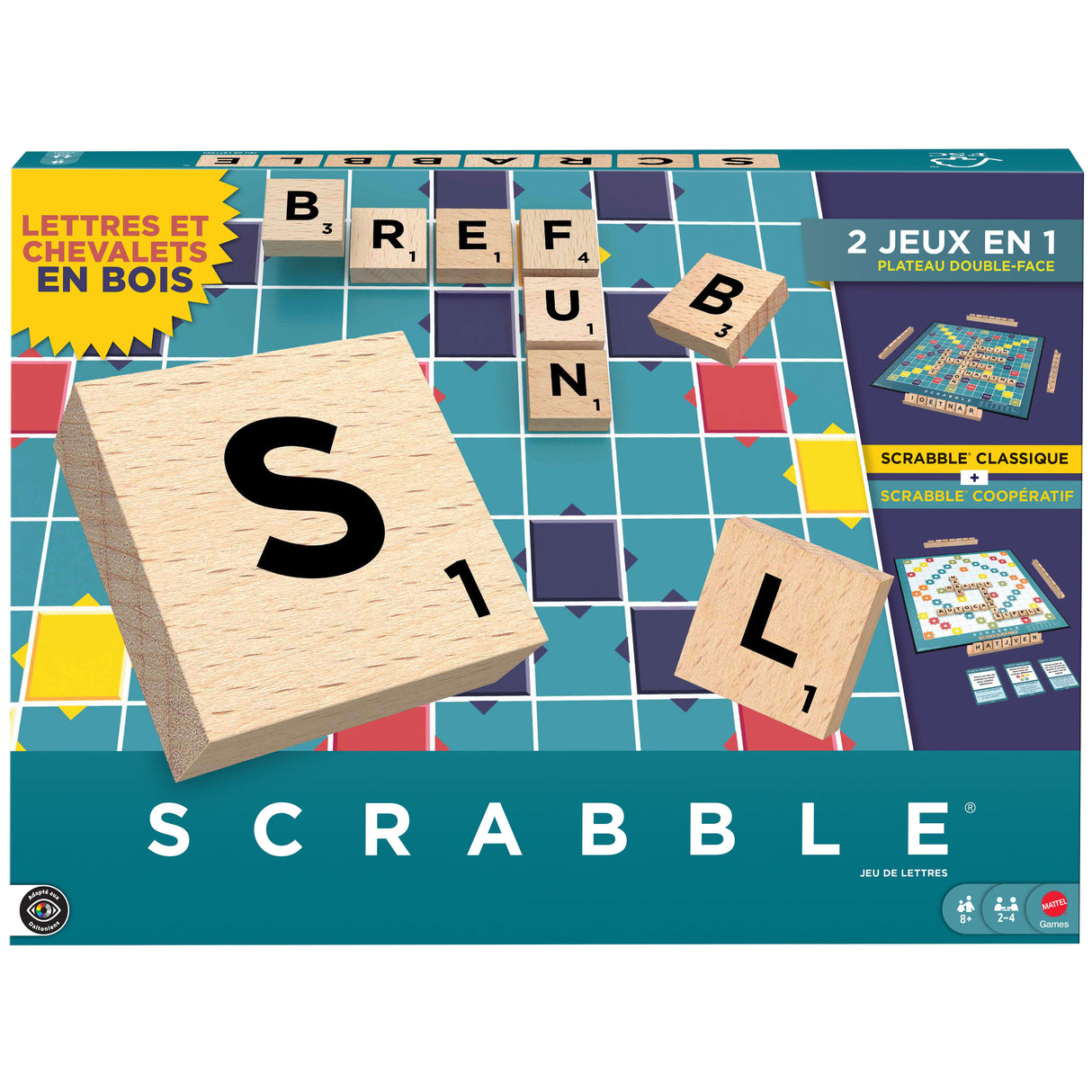 Scrabble classique - 2 en 1 - Mattel Games - JGR63