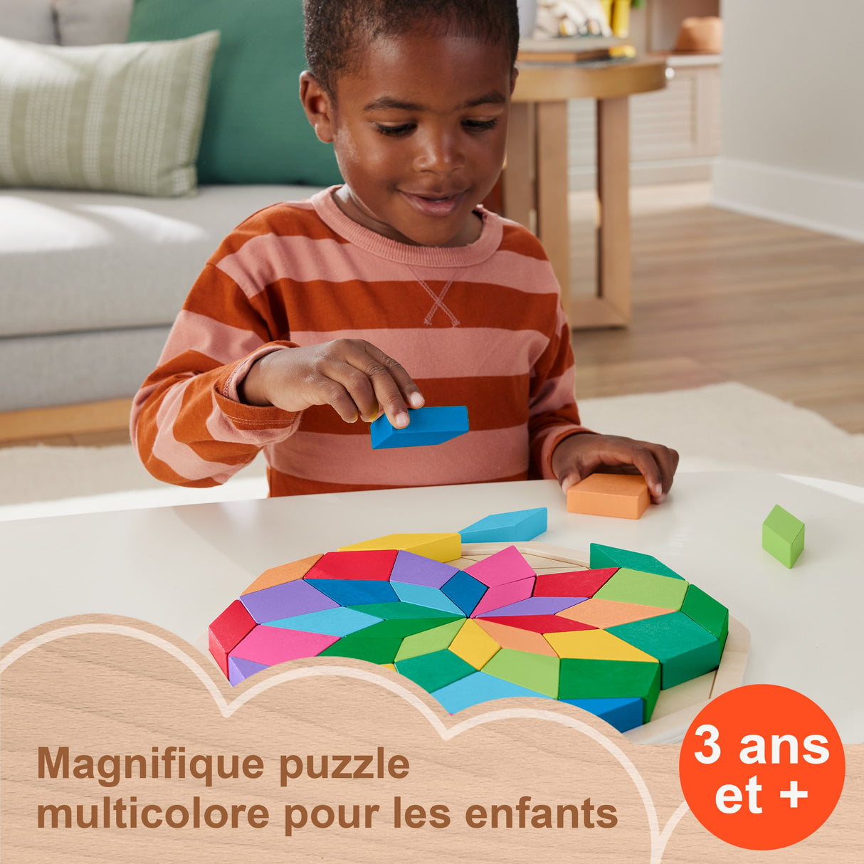Fisher-Price-Puzzle Mandala en Bois-Puzzle 40 pieces motif géométrique HXT94