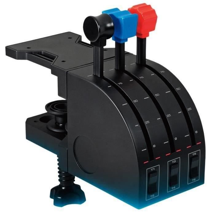 Manette pour Simulateur de Vol - LOGITECH G - SAITEK Pro Flight - Ecran LCD - 3 Interrupteurs a Bascule Bidirectionnels - PC - Noir