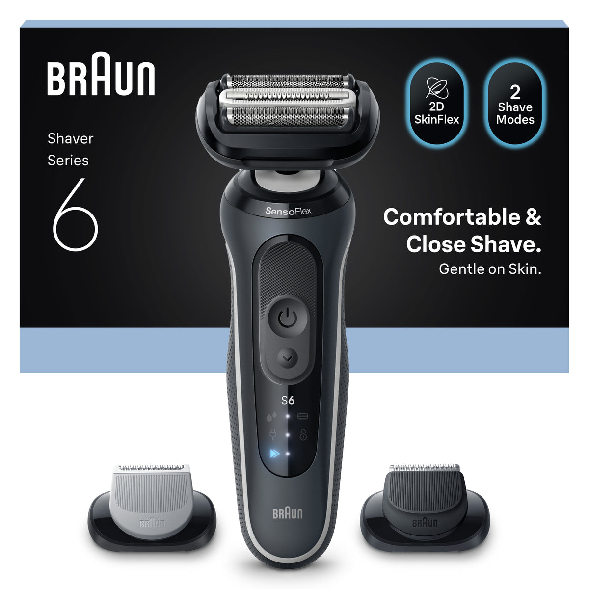 Rasoir électrique BRAUN Series 6 - Noir - Autonomie 60 minutes - Charge rapide 5 minutes