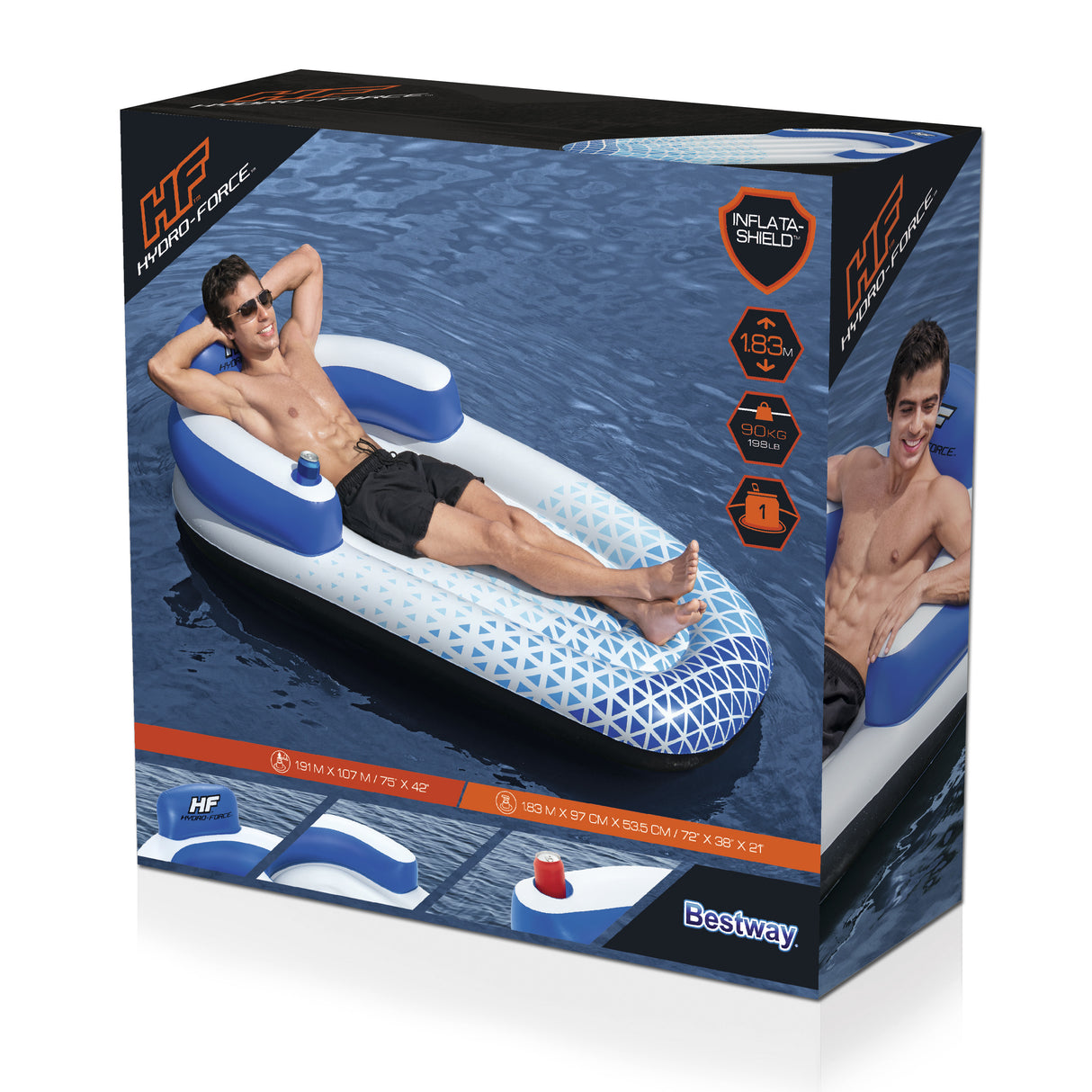 Bouée gonflable - Bestway - matelas Hydroforce - 1 place - 183 x 97 x 53,5 cm