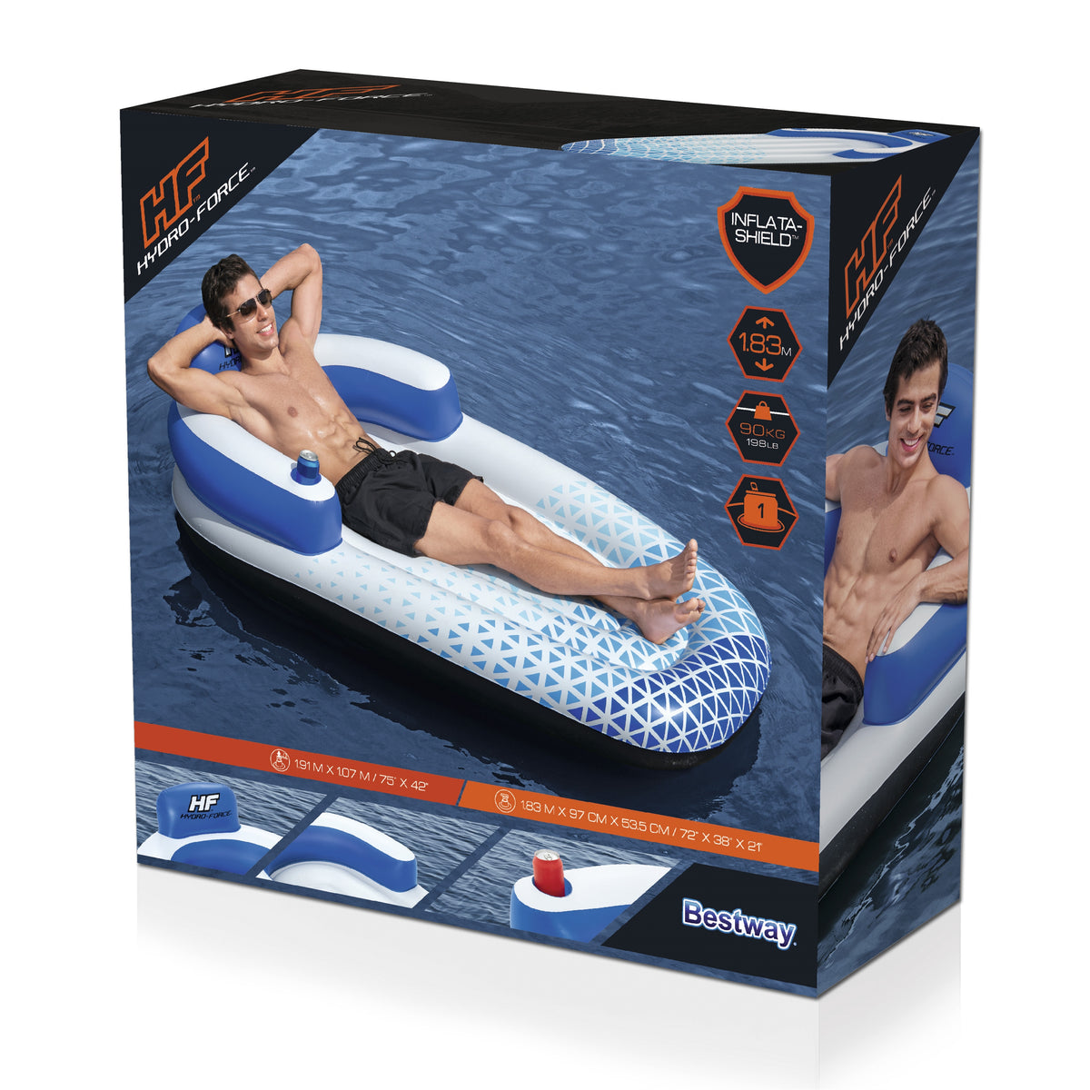 Bouée gonflable - Bestway - matelas Hydroforce - 1 place - 183 x 97 x 53,5 cm