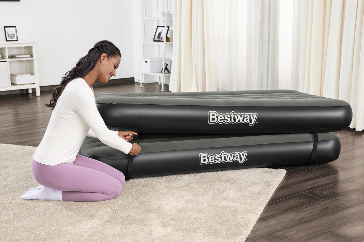 Lit 3 en 1 - BESTWAY - Airbed Tritech™ Connect and Rest™ - Lits jumeaux, lit surélevé, lit king size - 188 x 99 x 25 cm - 150 kg