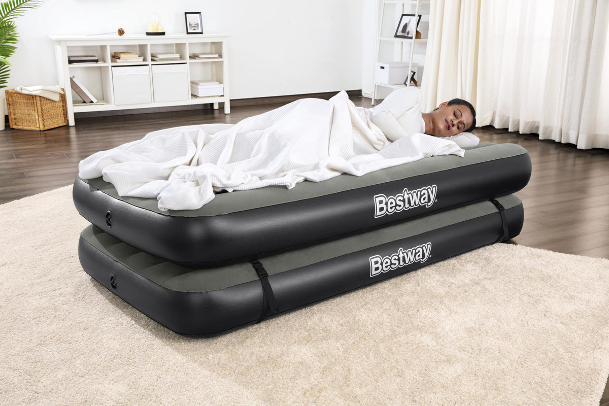 Lit 3 en 1 - BESTWAY - Airbed Tritech™ Connect and Rest™ - Lits jumeaux, lit surélevé, lit king size - 188 x 99 x 25 cm - 150 kg