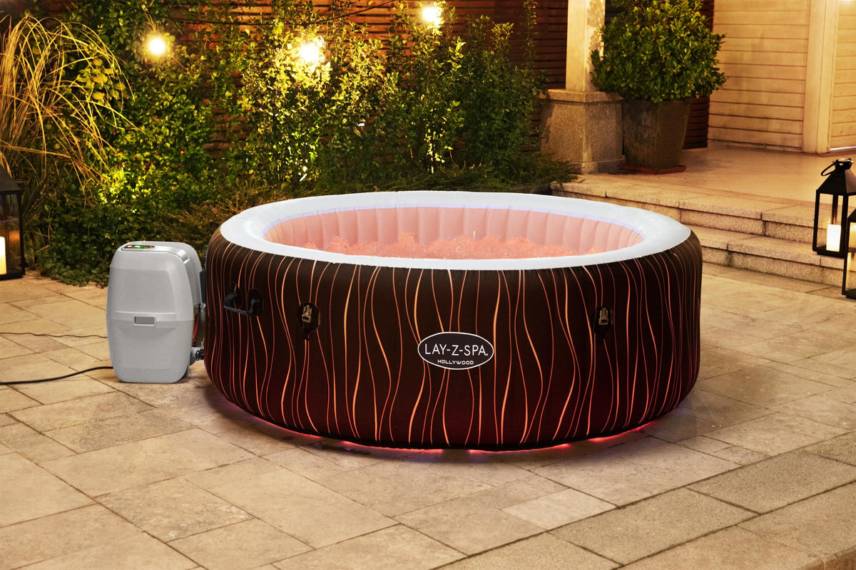 Spa gonflable BESTWAY - Lay-Z-Spa Hollywood - 196 x 66 cm - 4 a 6 places - Rond (Couverture, cartouche, diffuseur, LED...)
