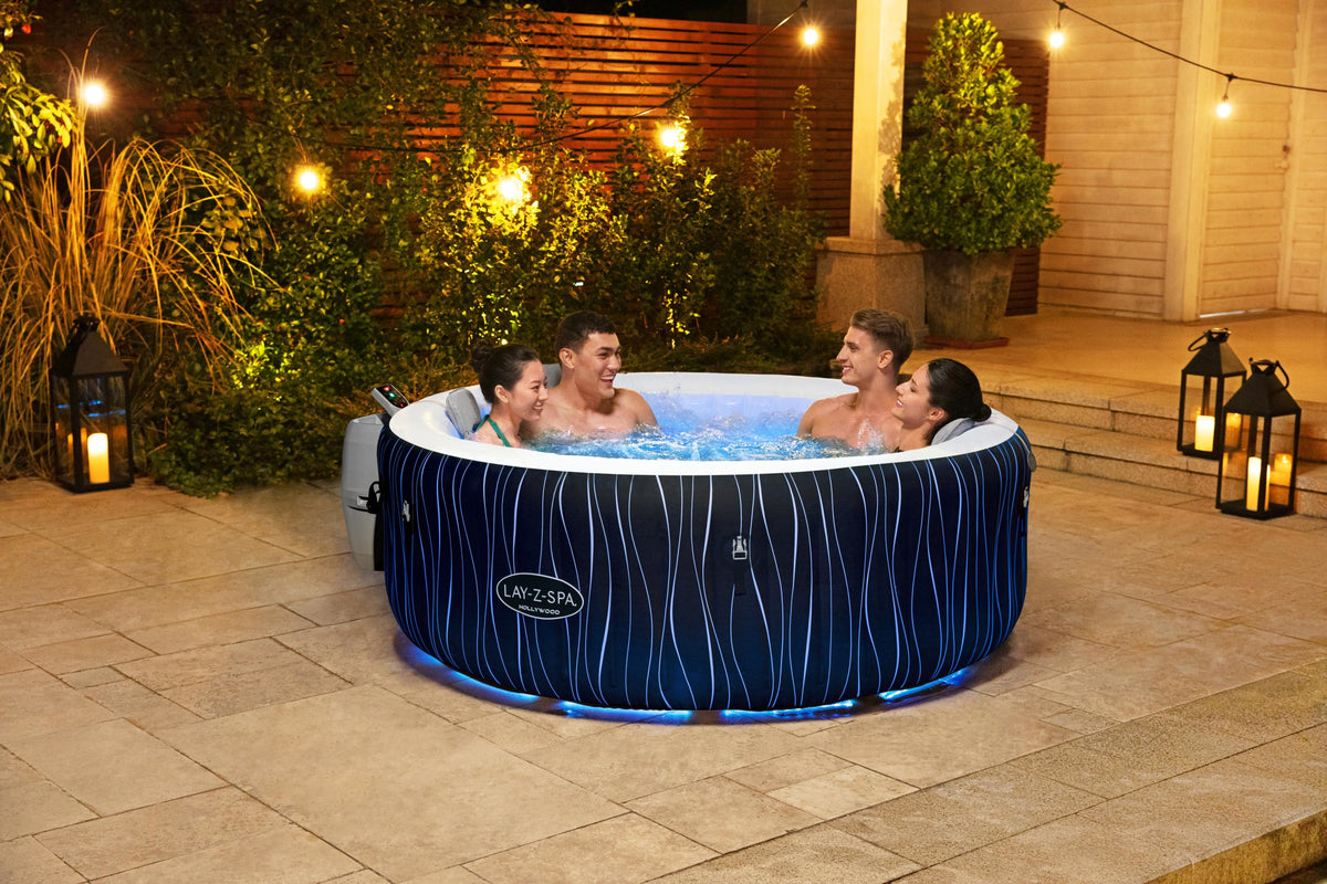 Spa gonflable BESTWAY - Lay-Z-Spa Hollywood - 196 x 66 cm - 4 a 6 places - Rond (Couverture, cartouche, diffuseur, LED...)
