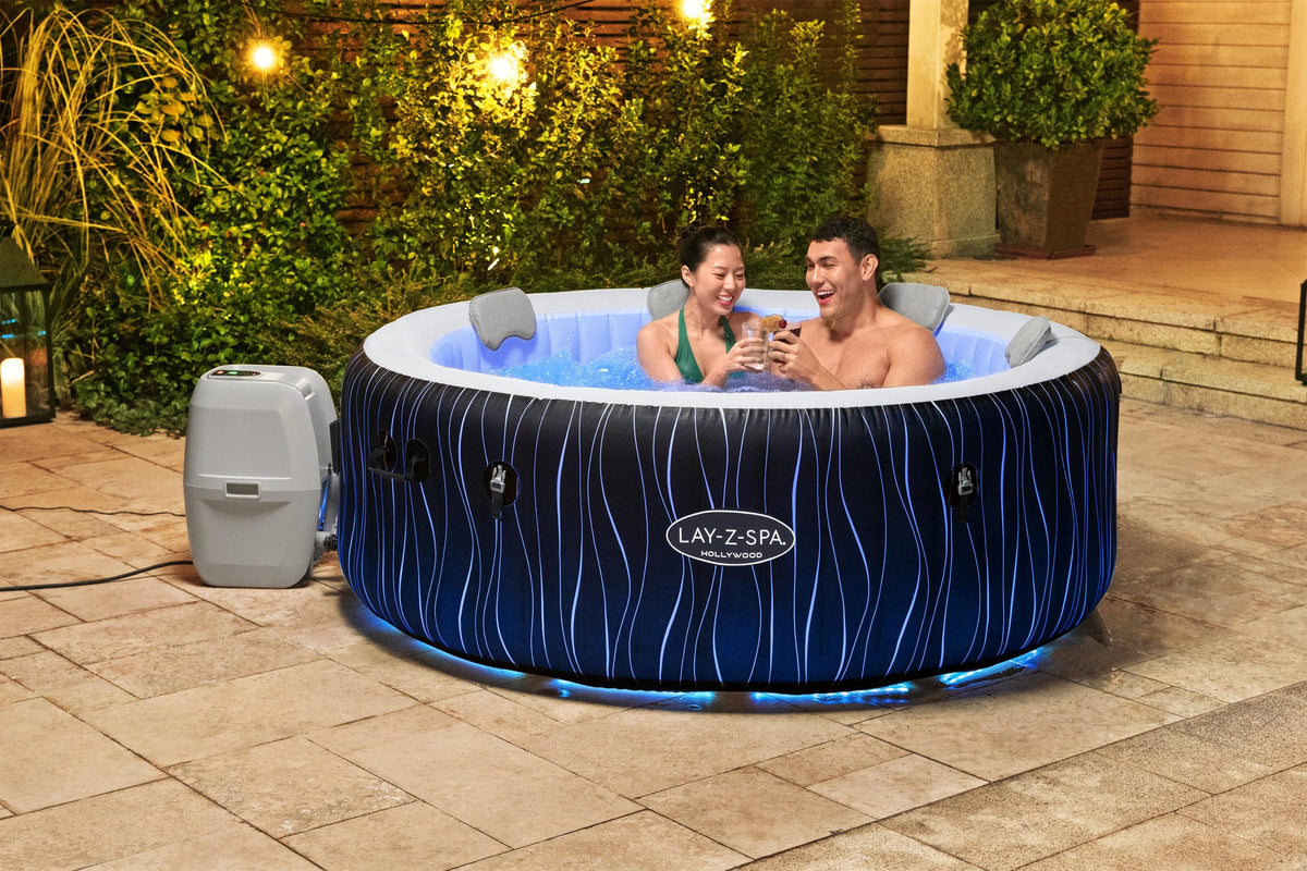 Spa gonflable BESTWAY - Lay-Z-Spa Hollywood - 196 x 66 cm - 4 a 6 places - Rond (Couverture, cartouche, diffuseur, LED...)