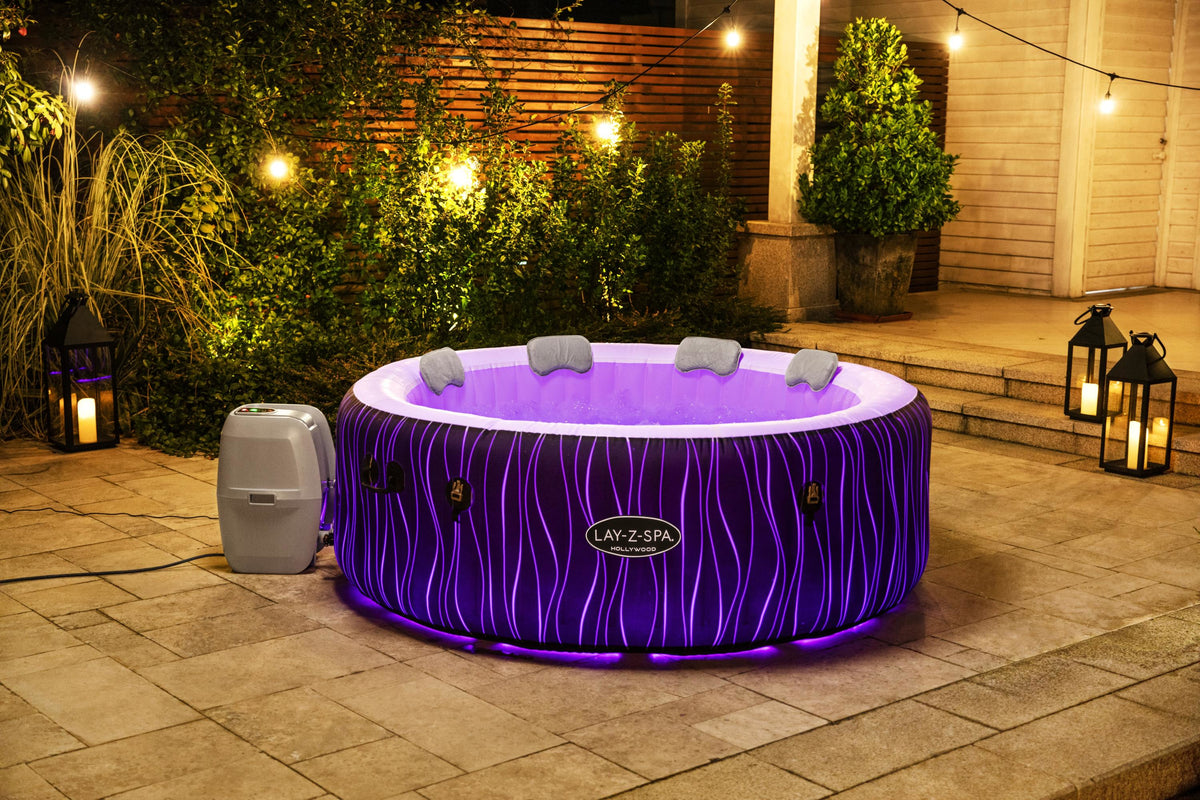Spa gonflable BESTWAY - Lay-Z-Spa Hollywood - 196 x 66 cm - 4 a 6 places - Rond (Couverture, cartouche, diffuseur, LED...)