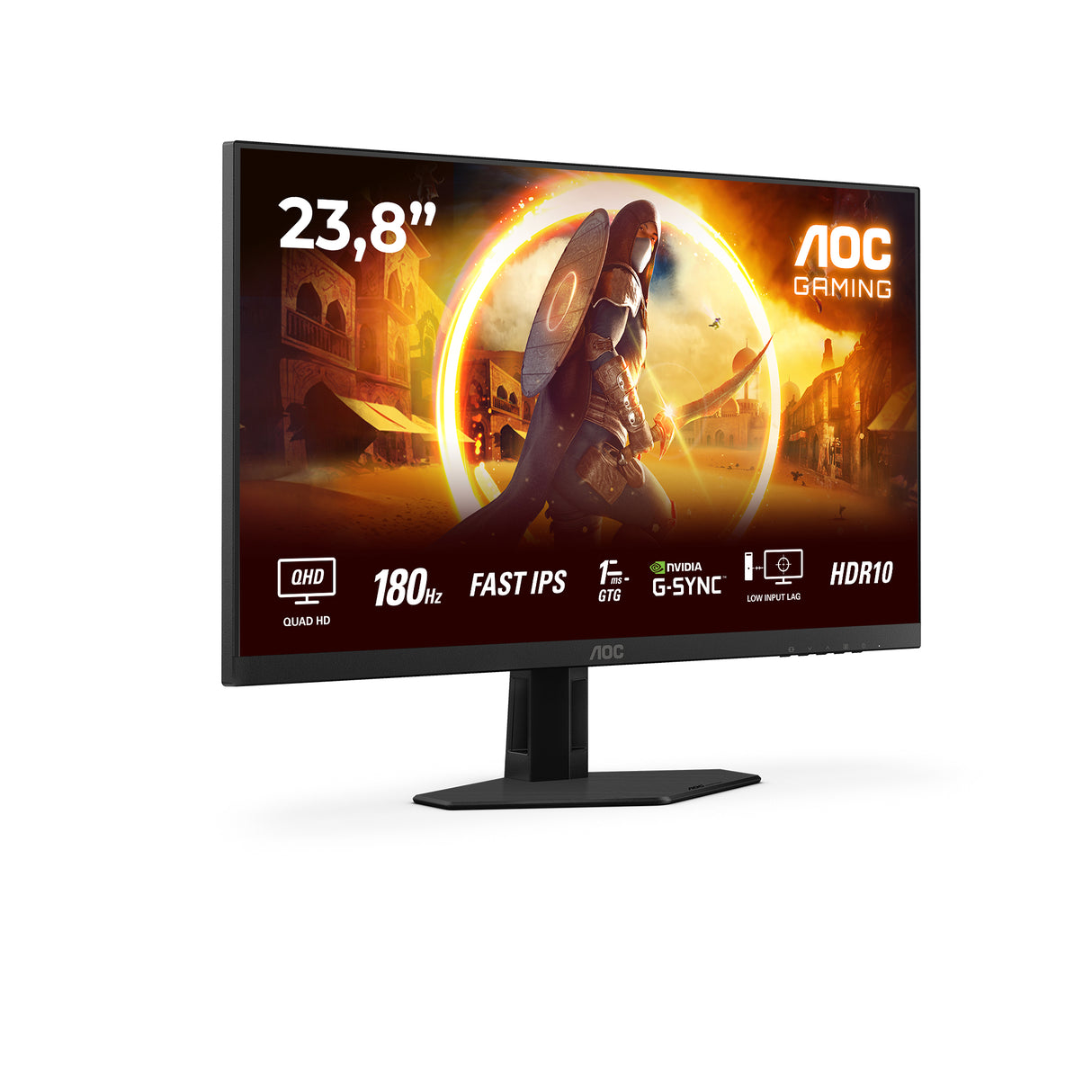 Ecran PC Gamer - AOC - 23,8'' - QHD - 180Hz - Dalle Fast IPS - 0,5ms - Q24G4RE
