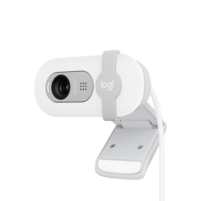 Webcam - Full HD 1080p - Logitech - Brio 100 - Microphone intégré - Blanc