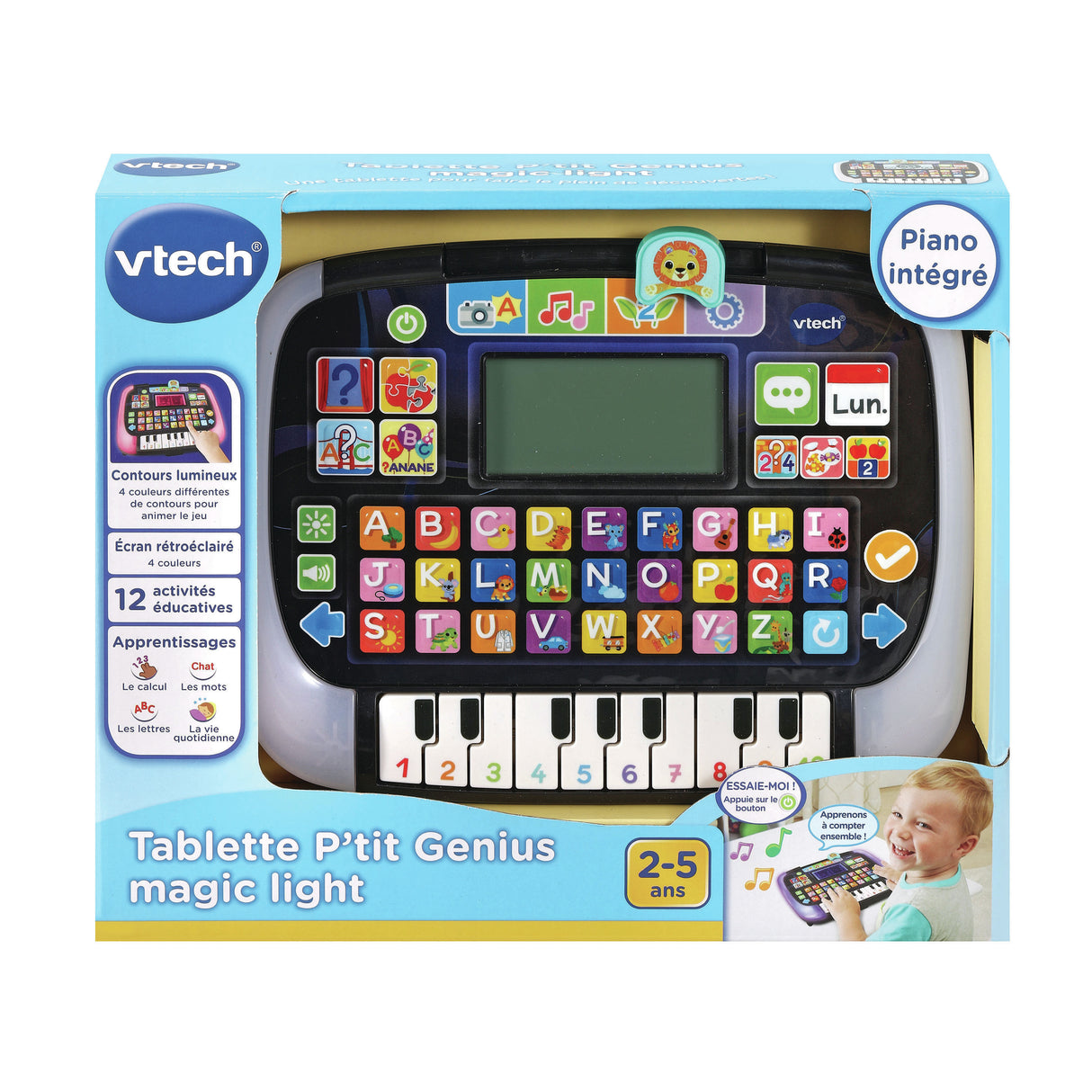 Tablette éducative VTECH P'tit Genius Magic Light pour enfants de 2 ans et plus - Noir/Bleu - Mixte