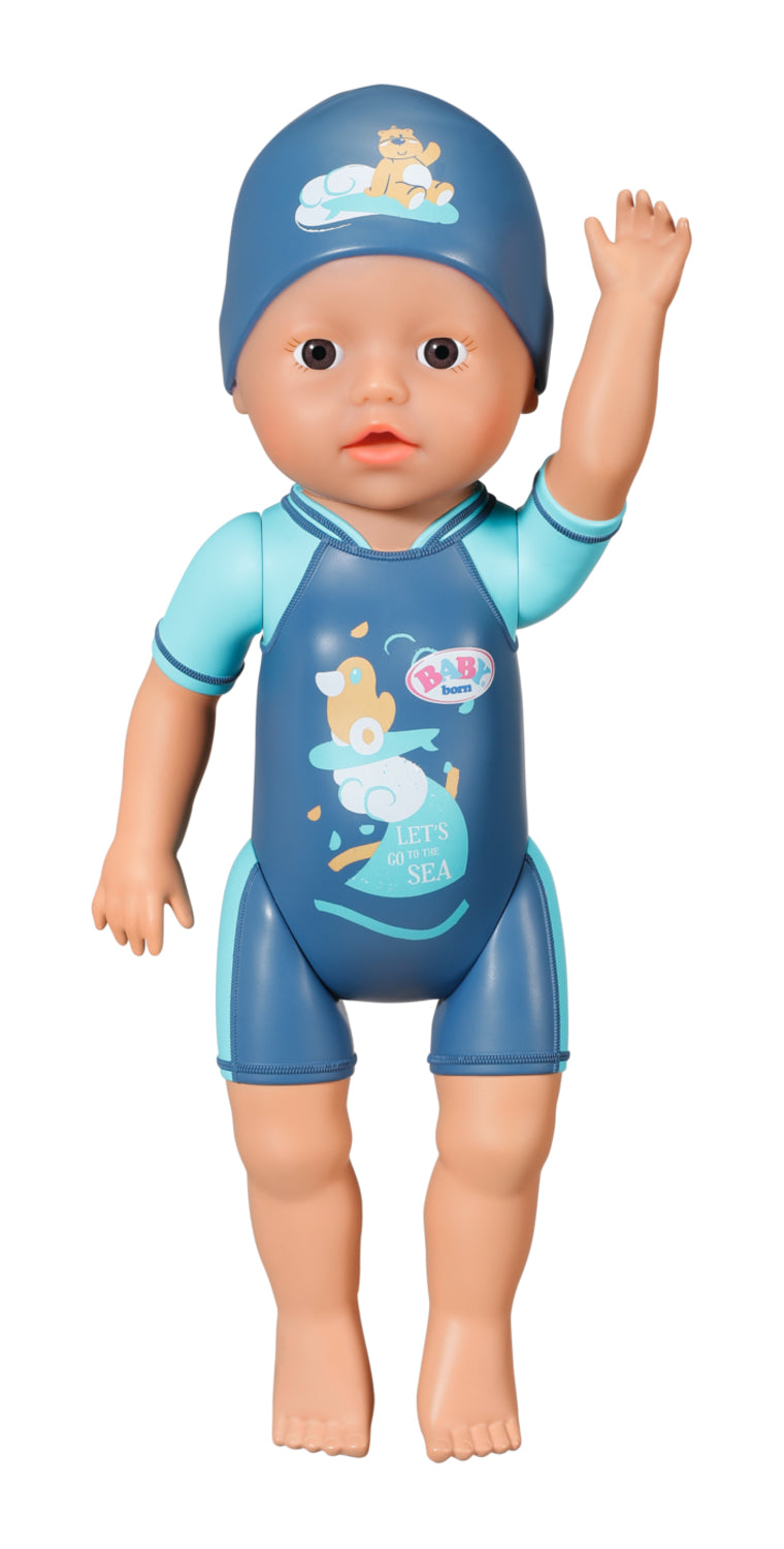Poupon - BABY BORN - Ma premiere nage - Poupée garçon 30 cm - Tenue non détachable et bonnet - Jouet de bain - Des 1 an