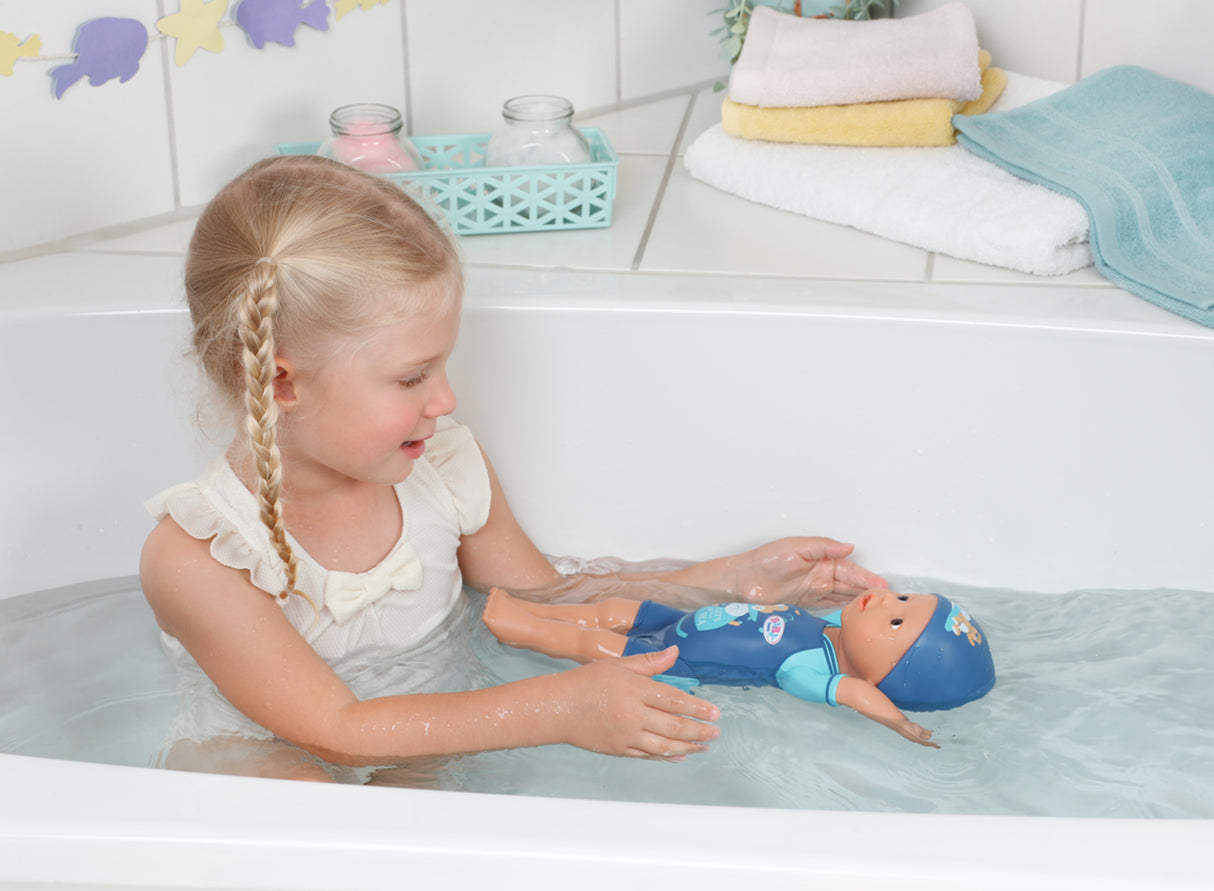 Poupon - BABY BORN - Ma premiere nage - Poupée garçon 30 cm - Tenue non détachable et bonnet - Jouet de bain - Des 1 an