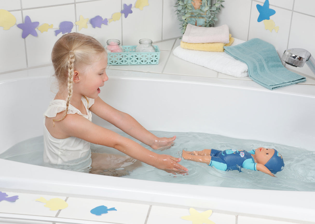 Poupon - BABY BORN - Ma premiere nage - Poupée garçon 30 cm - Tenue non détachable et bonnet - Jouet de bain - Des 1 an