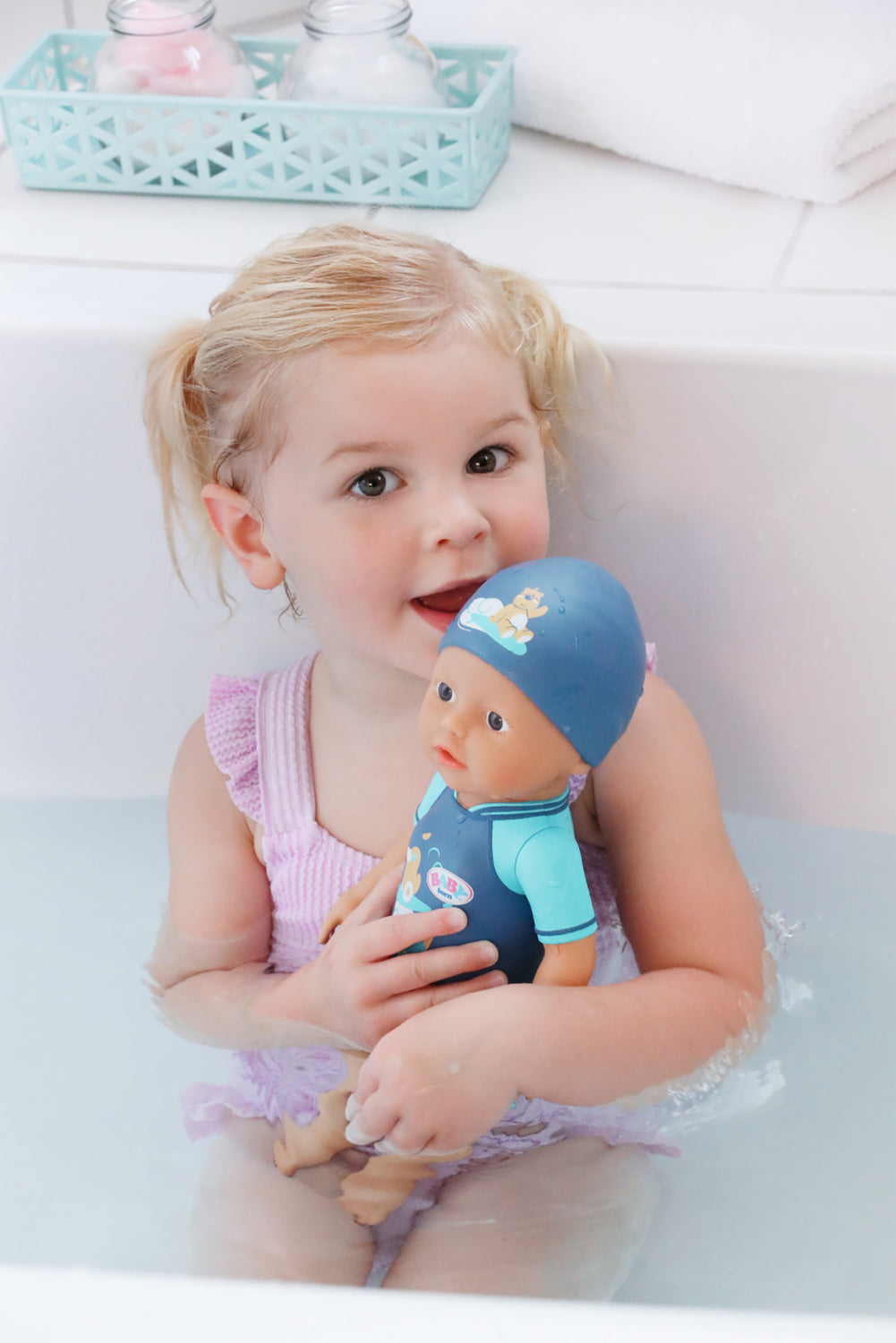 Poupon - BABY BORN - Ma premiere nage - Poupée garçon 30 cm - Tenue non détachable et bonnet - Jouet de bain - Des 1 an