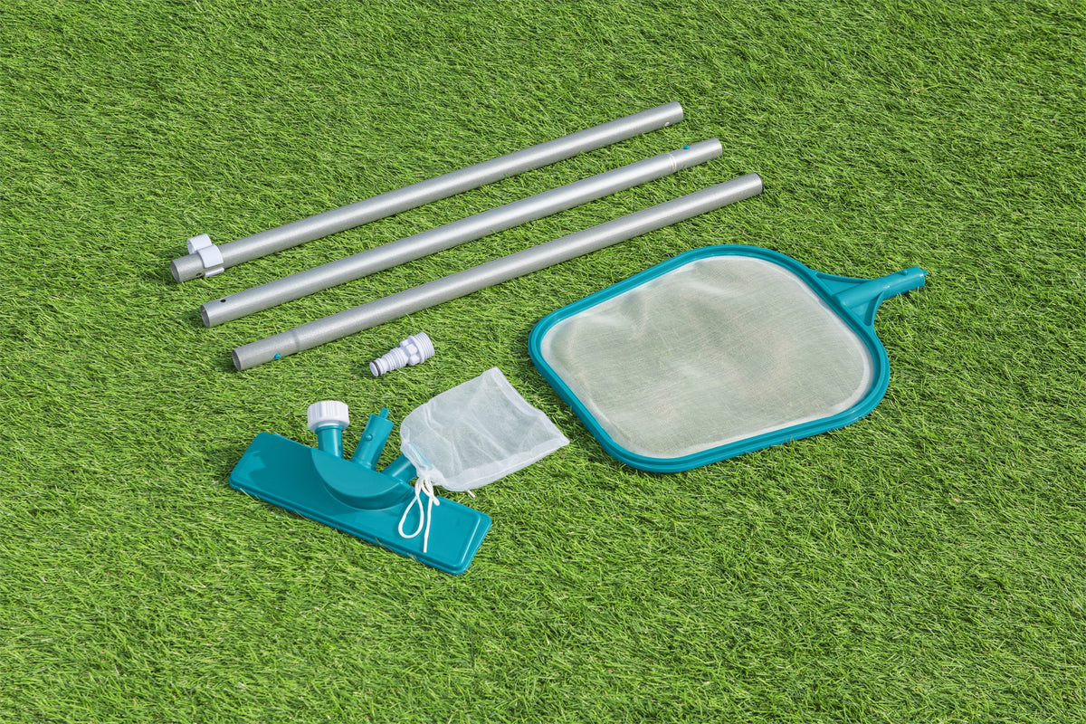 Kit de nettoyage piscine jusqu'a 3,96m - Bestway - Aquaclear - épuisette et tete d'aspirateur
