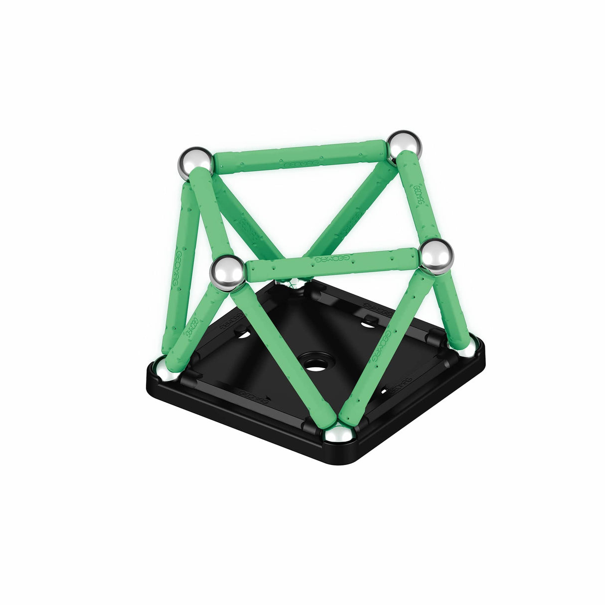 Coffret de construction - GEOMAG - Glow Recycled - 25 pieces - Luminescent - Magnétique - Plastique recyclé