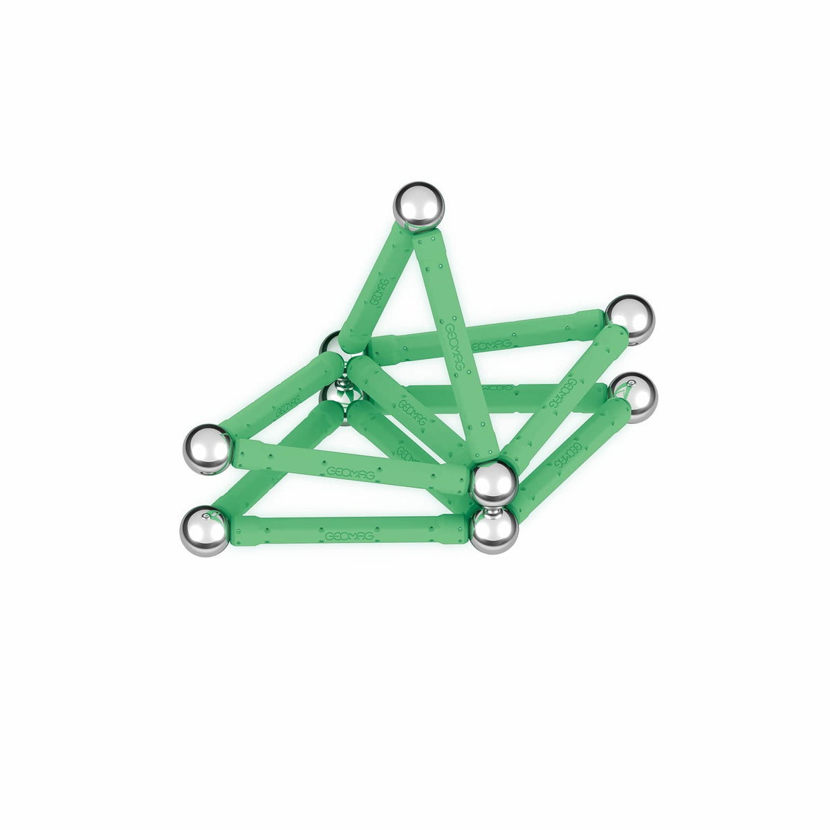Coffret de construction - GEOMAG - Glow Recycled - 25 pieces - Luminescent - Magnétique - Plastique recyclé