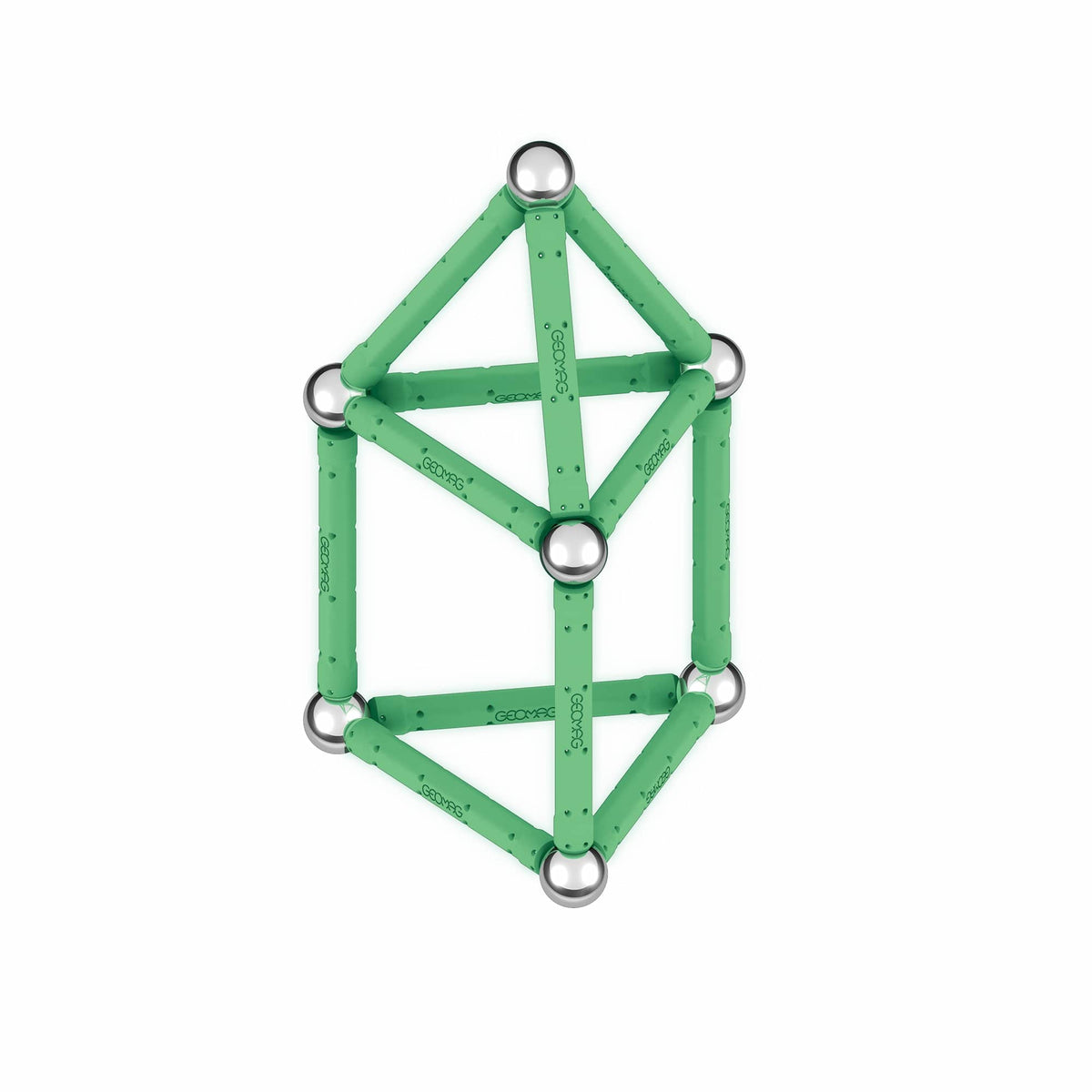 Coffret de construction - GEOMAG - Glow Recycled - 25 pieces - Luminescent - Magnétique - Plastique recyclé