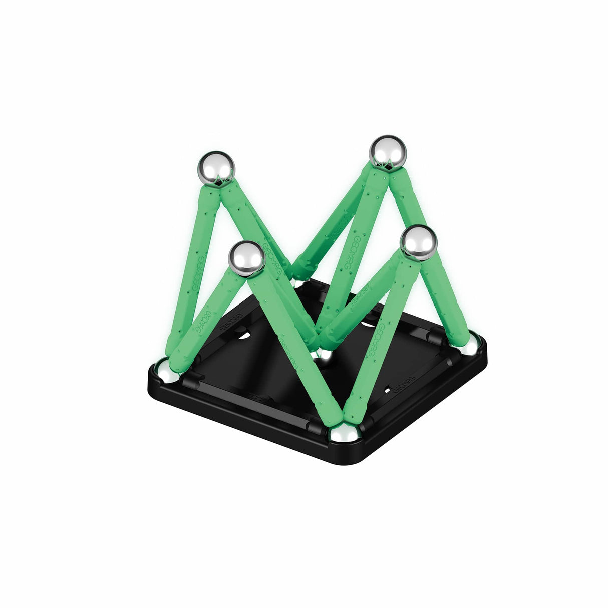 Coffret de construction - GEOMAG - Glow Recycled - 25 pieces - Luminescent - Magnétique - Plastique recyclé