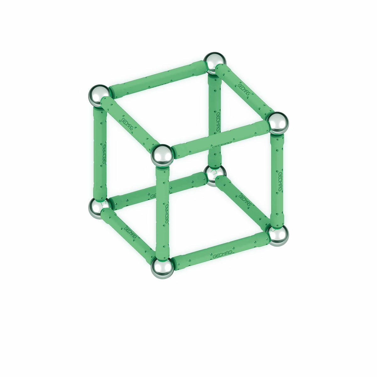 Coffret de construction - GEOMAG - Glow Recycled - 25 pieces - Luminescent - Magnétique - Plastique recyclé