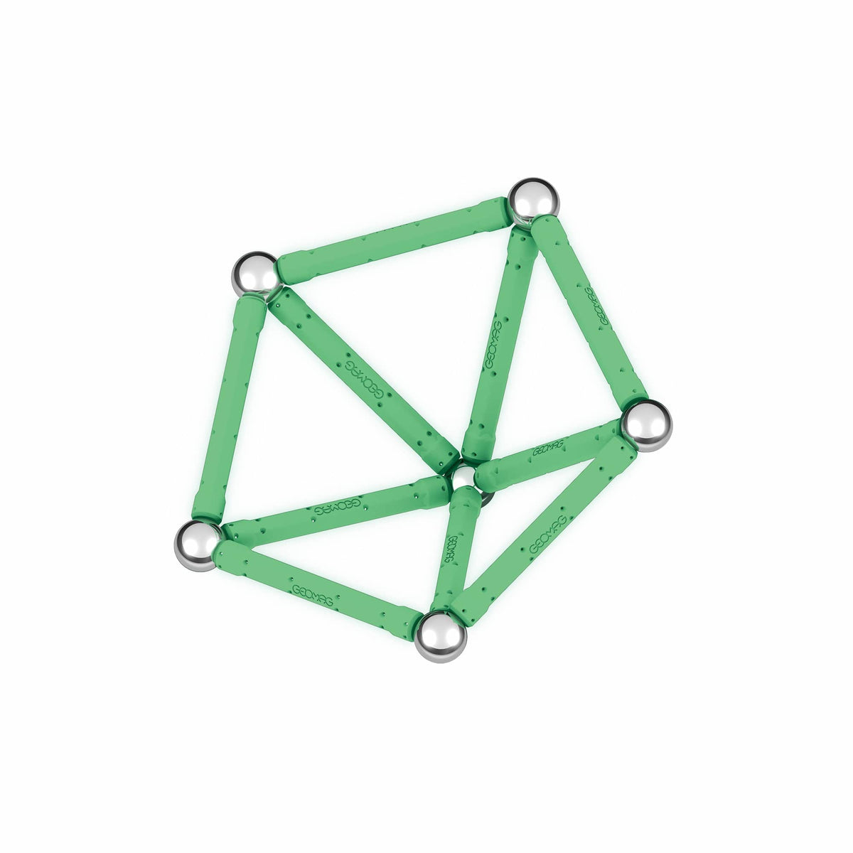 Coffret de construction - GEOMAG - Glow Recycled - 25 pieces - Luminescent - Magnétique - Plastique recyclé