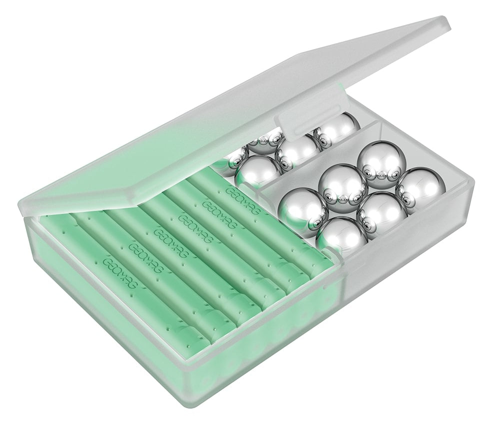 Coffret de construction - GEOMAG - Glow Recycled - 42 pieces - Luminescent - Magnétique - Plastique recyclé