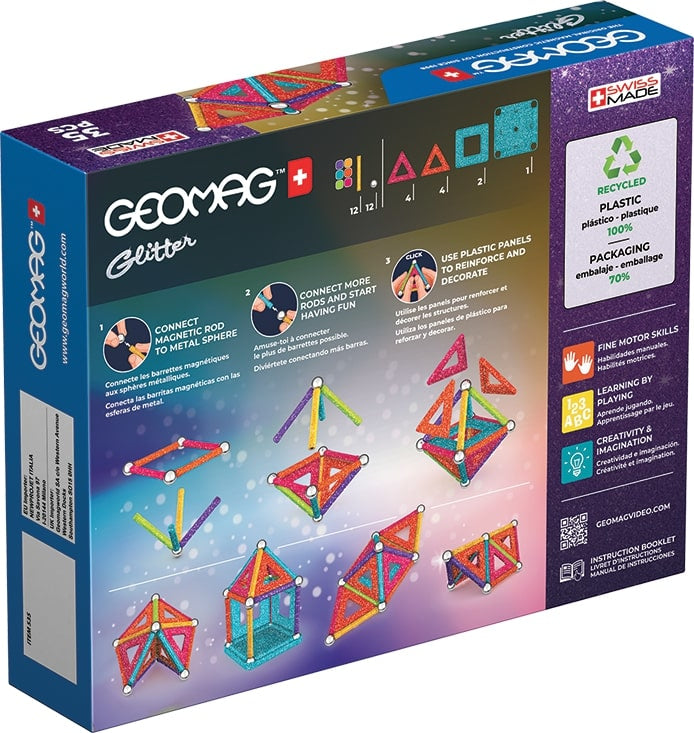 Coffret de construction - GEOMAG - Glitter Panels - 35 pieces - Magnétique - Plastique recyclé