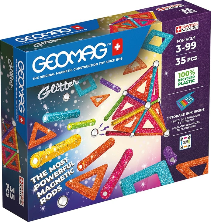 Coffret de construction - GEOMAG - Glitter Panels - 35 pieces - Magnétique - Plastique recyclé