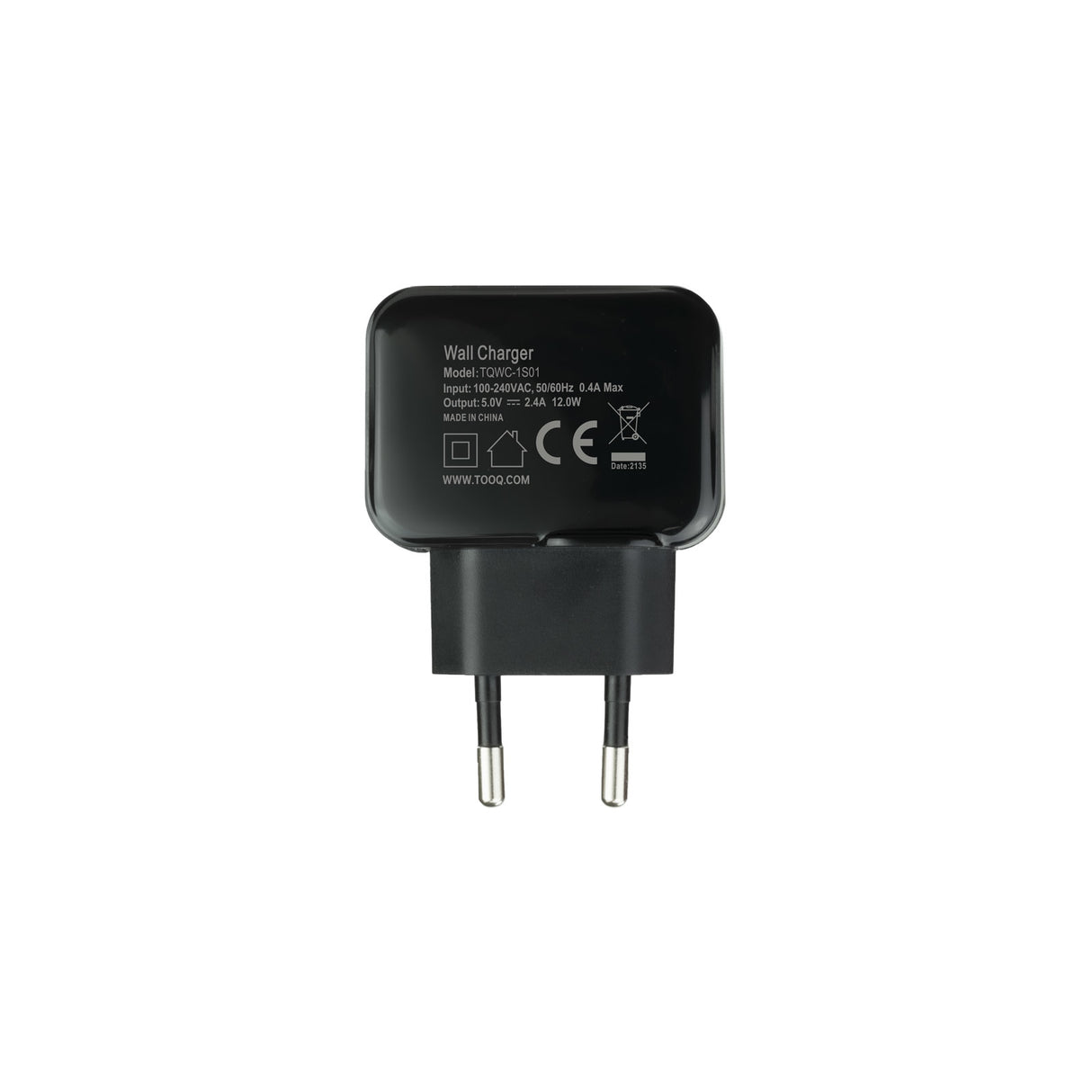Chargeur secteur TooQ 1 port USB 12W (Noir)
