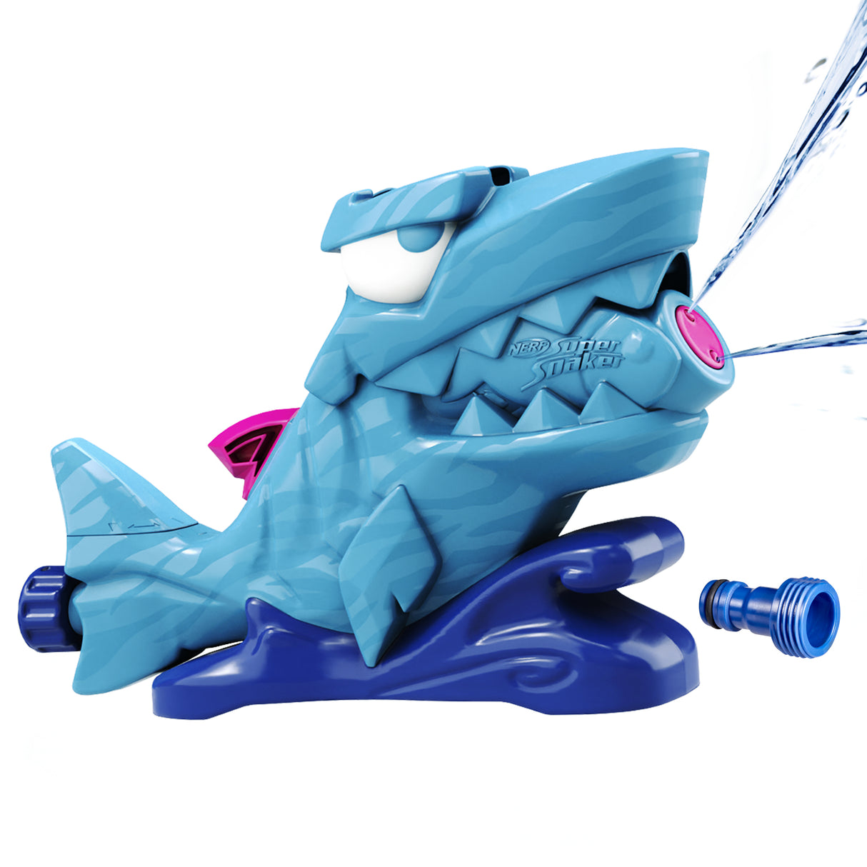 Nerf SOA Hop & Chomp, Jets d'eau, mâchoire articulée, se raccorde au Tuyau d'arrosage, Nerf Super Soaker, des 3 ans