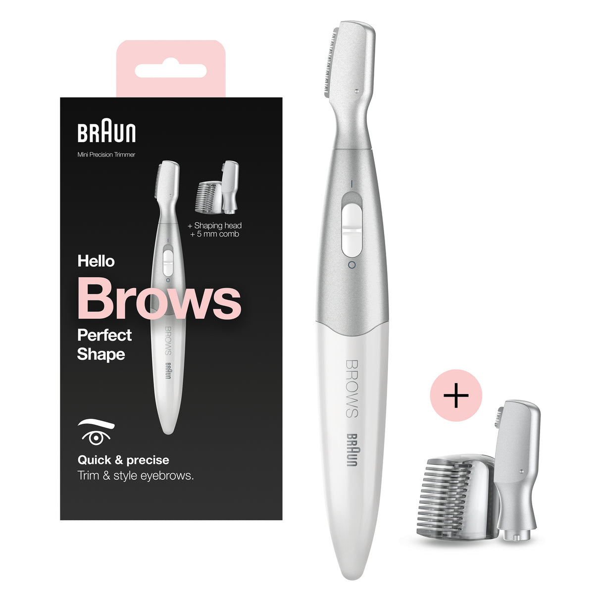 Mini-tondeuse de précision - BRAUN - FG1106 Sourcils- 1 vitesse - Pile - Gris / Blanc