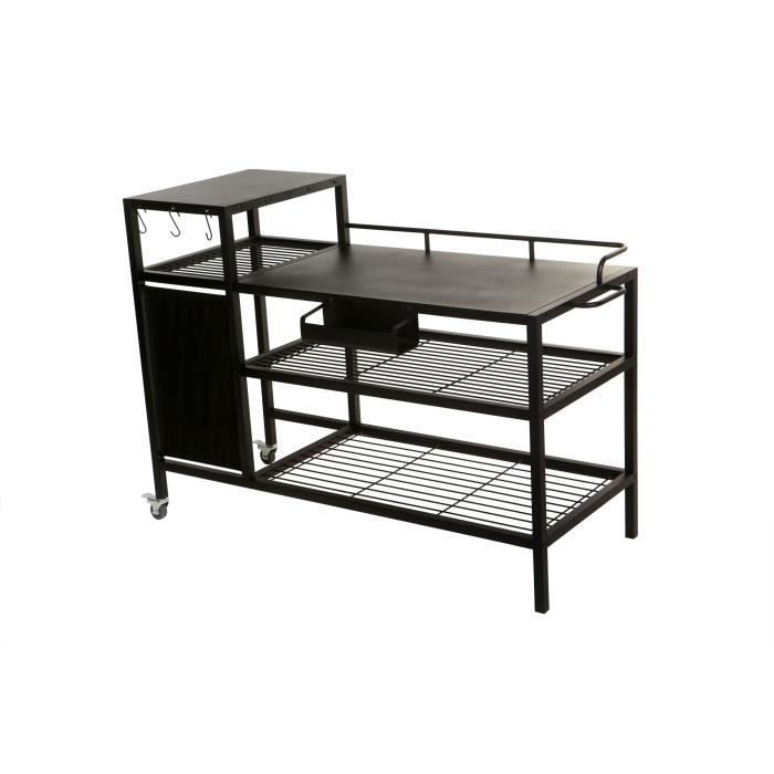 BRASERO Chariot pour Plancha - 128x60x89 cm - Pour plancha jusqu'a 4 feux - Métal - Noir