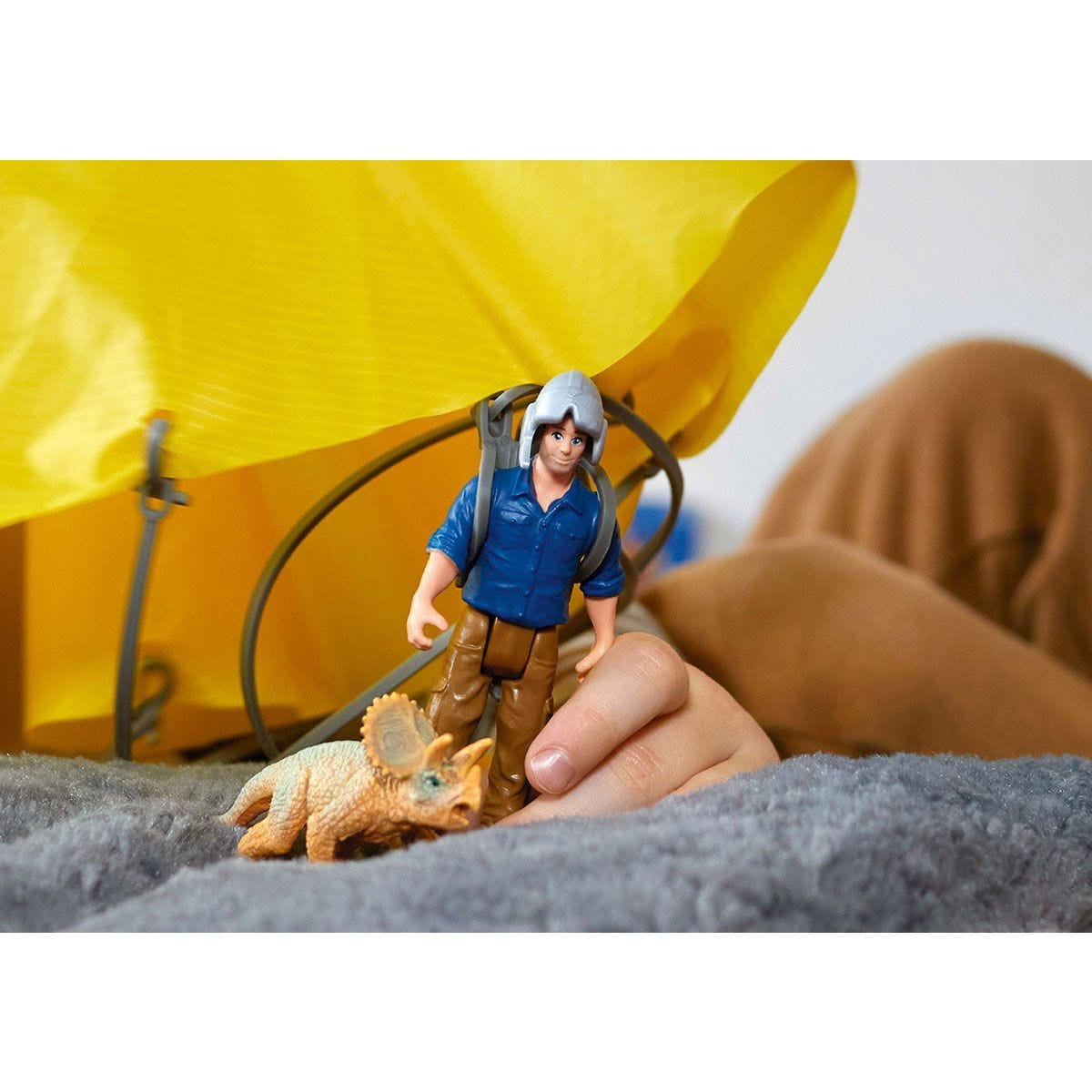 Sauvetage en Parachute, Coffret schleich avec 1 parachute, 1 figurine humaine et 1 dinosaure, Ensemble de Jouets Préhistoriques de