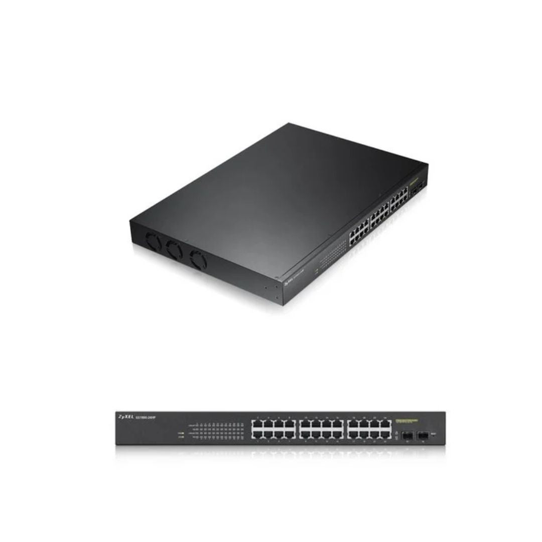 Zyxel GS1900-24HP v2, 24-port GbE L2 PoE Smart Switch, rackmount, 170 Watt