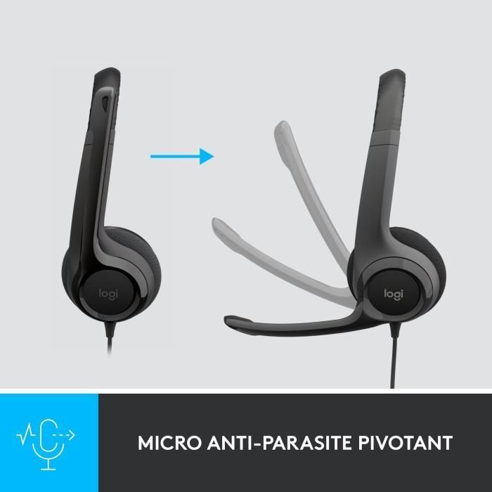 Casque - Filaire - Logitech - H390 - USB - Anti-parasite - Noir